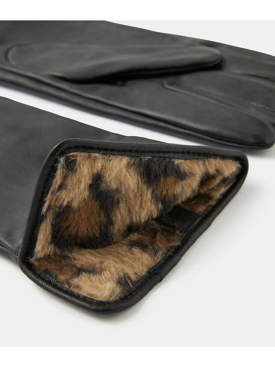 back image of accessorize-leopard-faux-fur-lined-gloves
