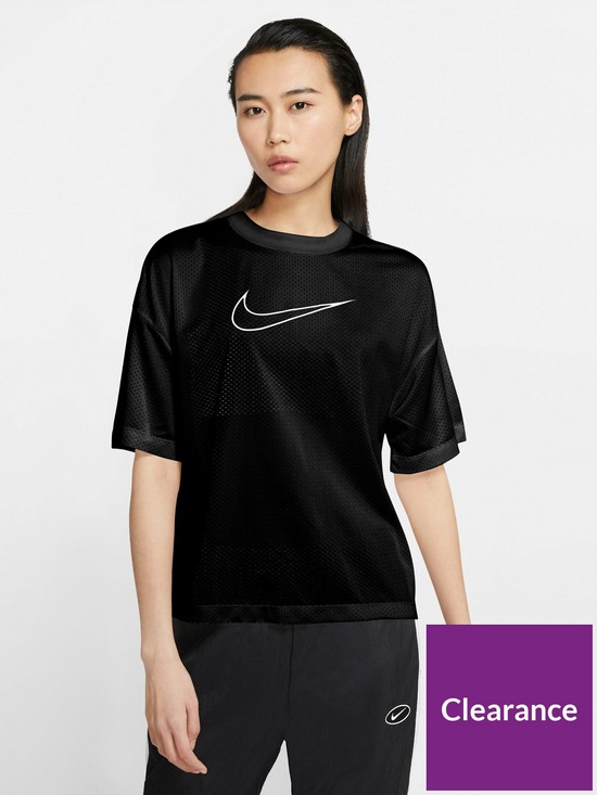 front image of nike-mesh-t-shirt-blacknbsp