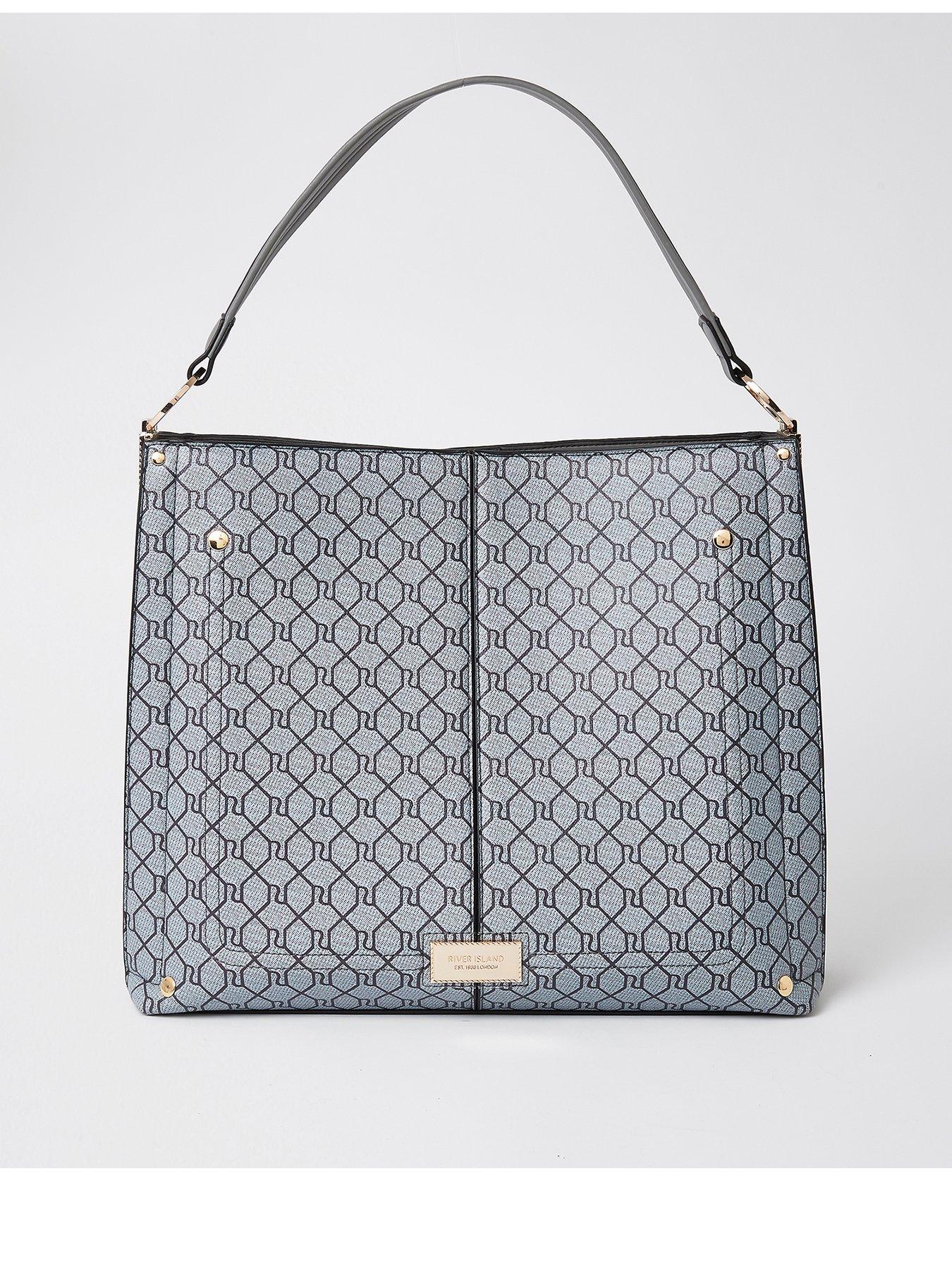 river island grey quilted bag