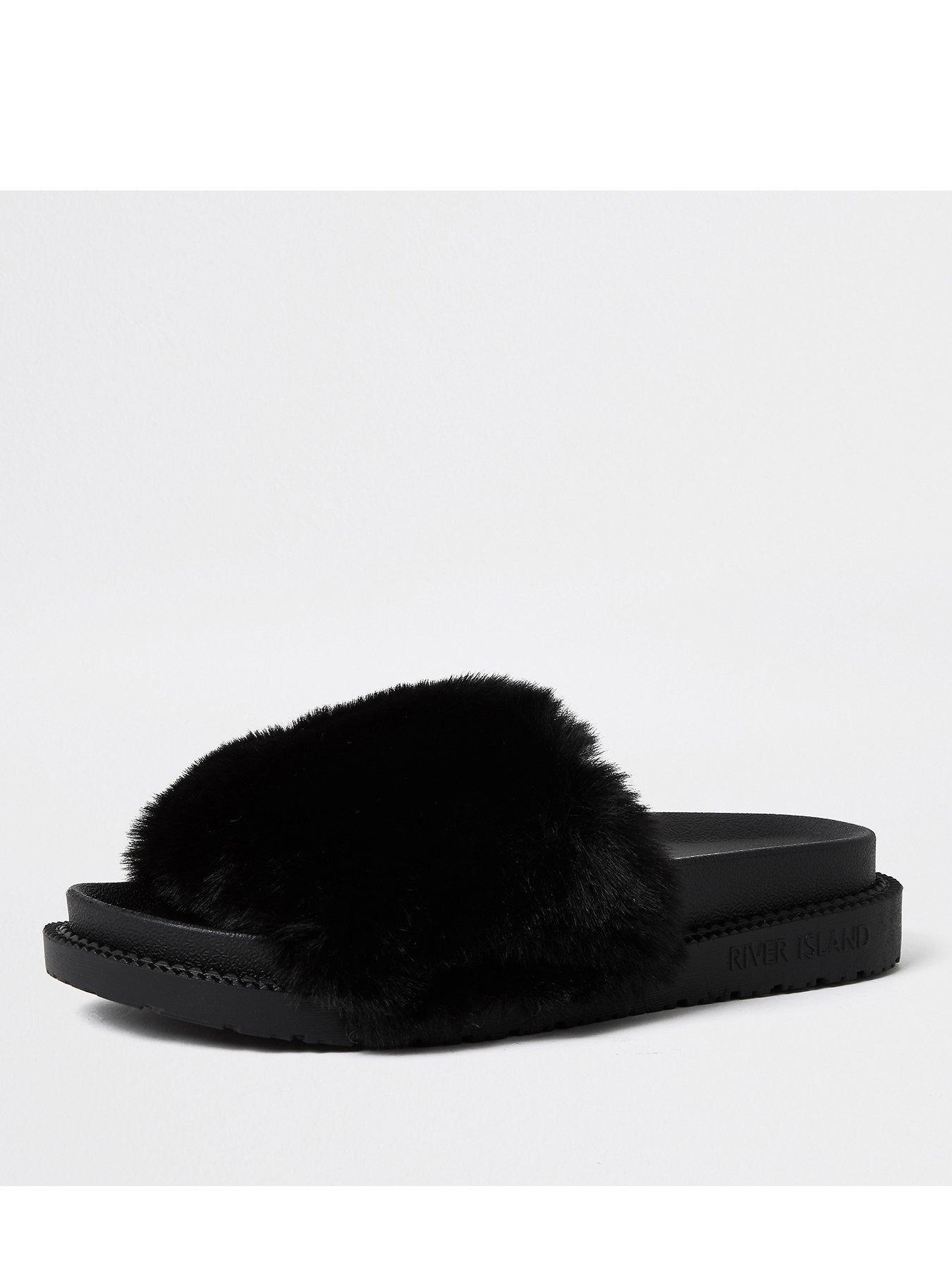 river island grey slippers