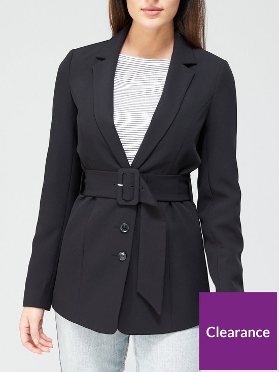 front image of v-by-very-belted-tailored-jacket-blacknbsp