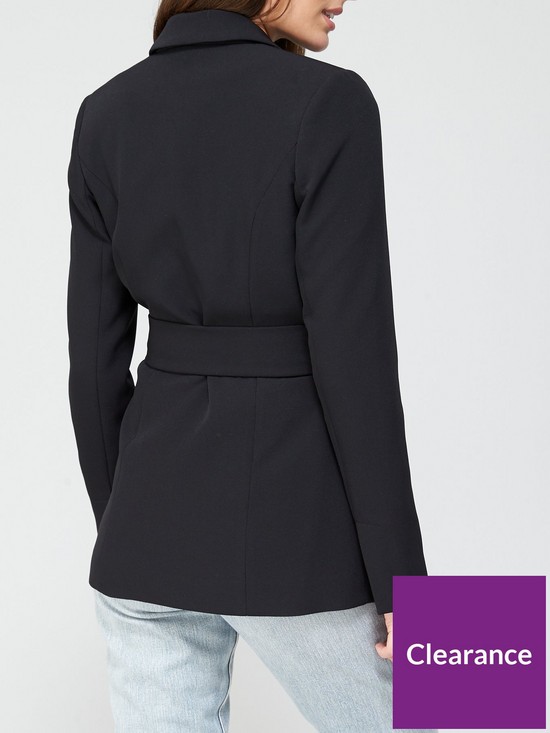 stillFront image of v-by-very-belted-tailored-jacket-blacknbsp
