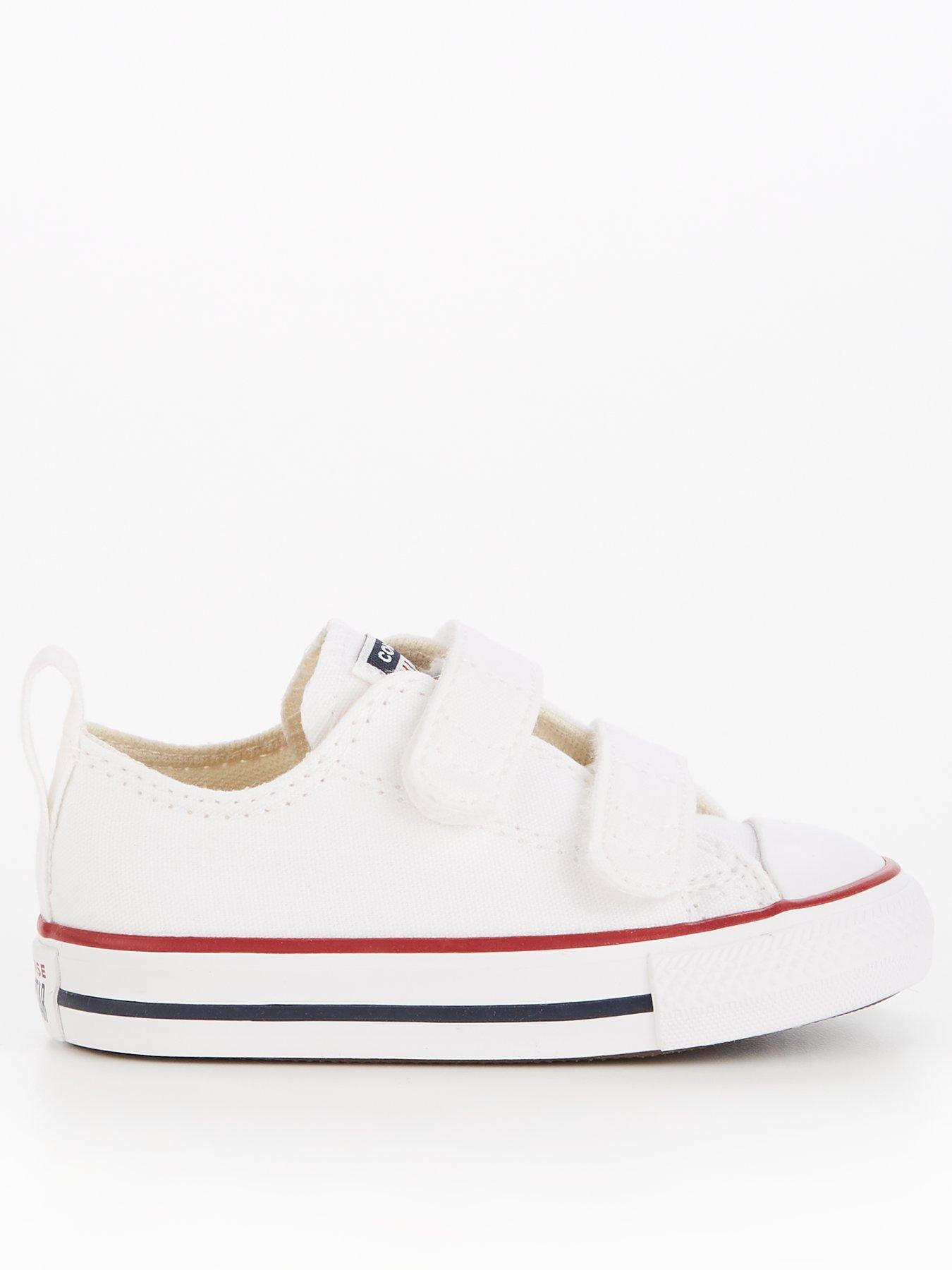 undefined Infant Unisex Easy-On Velcro Canvas Ox Trainers - White