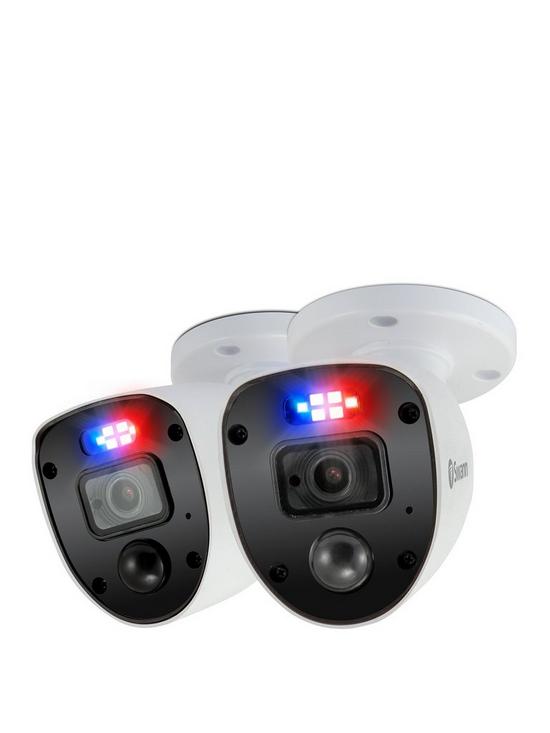 front image of swann-smart-security-1080p-enforcer-led-flashing-light-bullet-style-add-on-analogue-cctv-camera-twin-pack-swpro-1080slpk2-eu