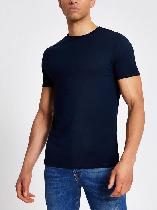 front image of river-island-essential-muscle-fit-t-shirt-navy