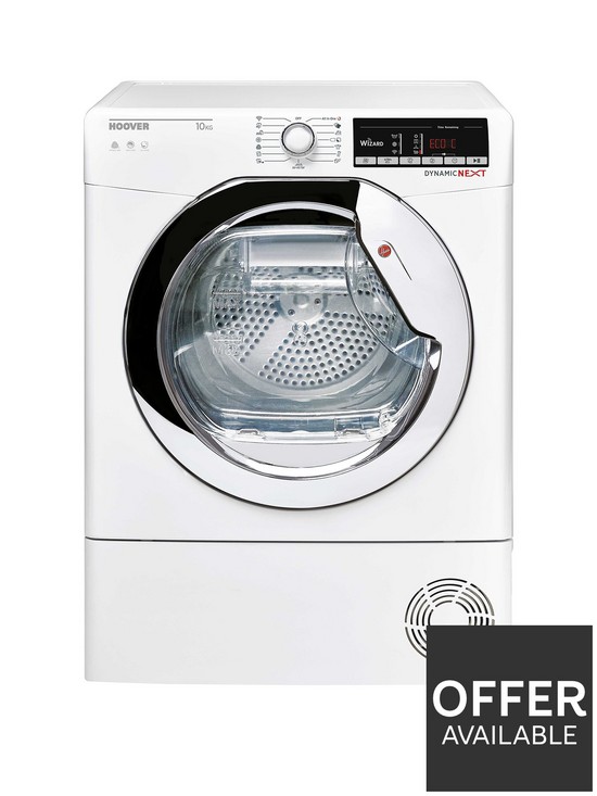 front image of hoover-dynamic-next-dxoc10tce-10kg-load-aquavision-condenser-tumble-dryer-with-one-touch-whitechrome