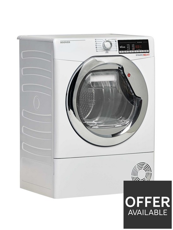 stillFront image of hoover-dynamic-next-dxoc10tce-10kg-load-aquavision-condenser-tumble-dryer-with-one-touch-whitechrome