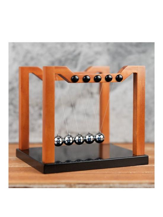 front image of harvey-makin-collection-wood-effect-newtons-cradle-16x18cm
