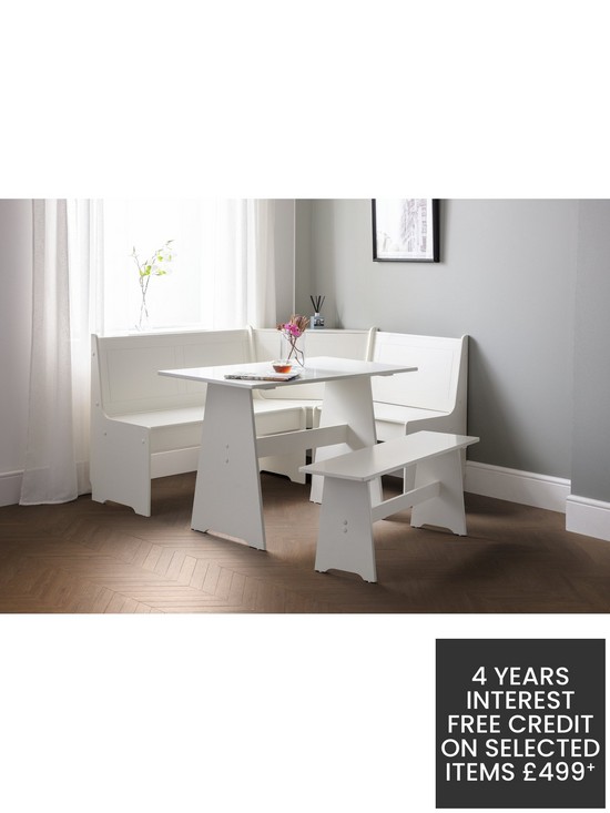 stillFront image of julian-bowen-newport-109-cm-dining-table-set-nbspbench-and-corner-storage-bench-white