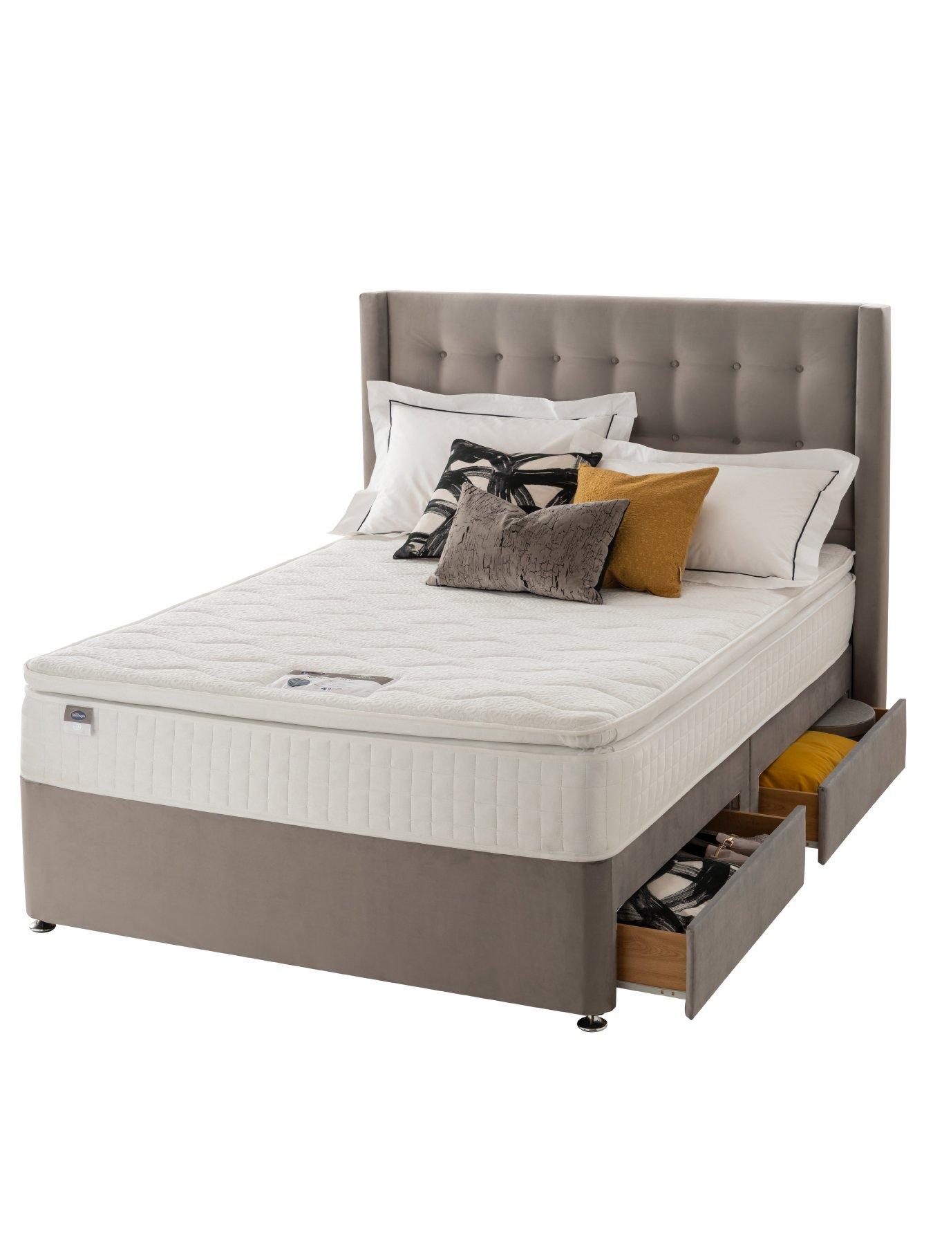 Silentnight 1000 Pocket Pillowtop Divan Bed with Storage Options (Headboard Included) - Velvet - Medium Firm