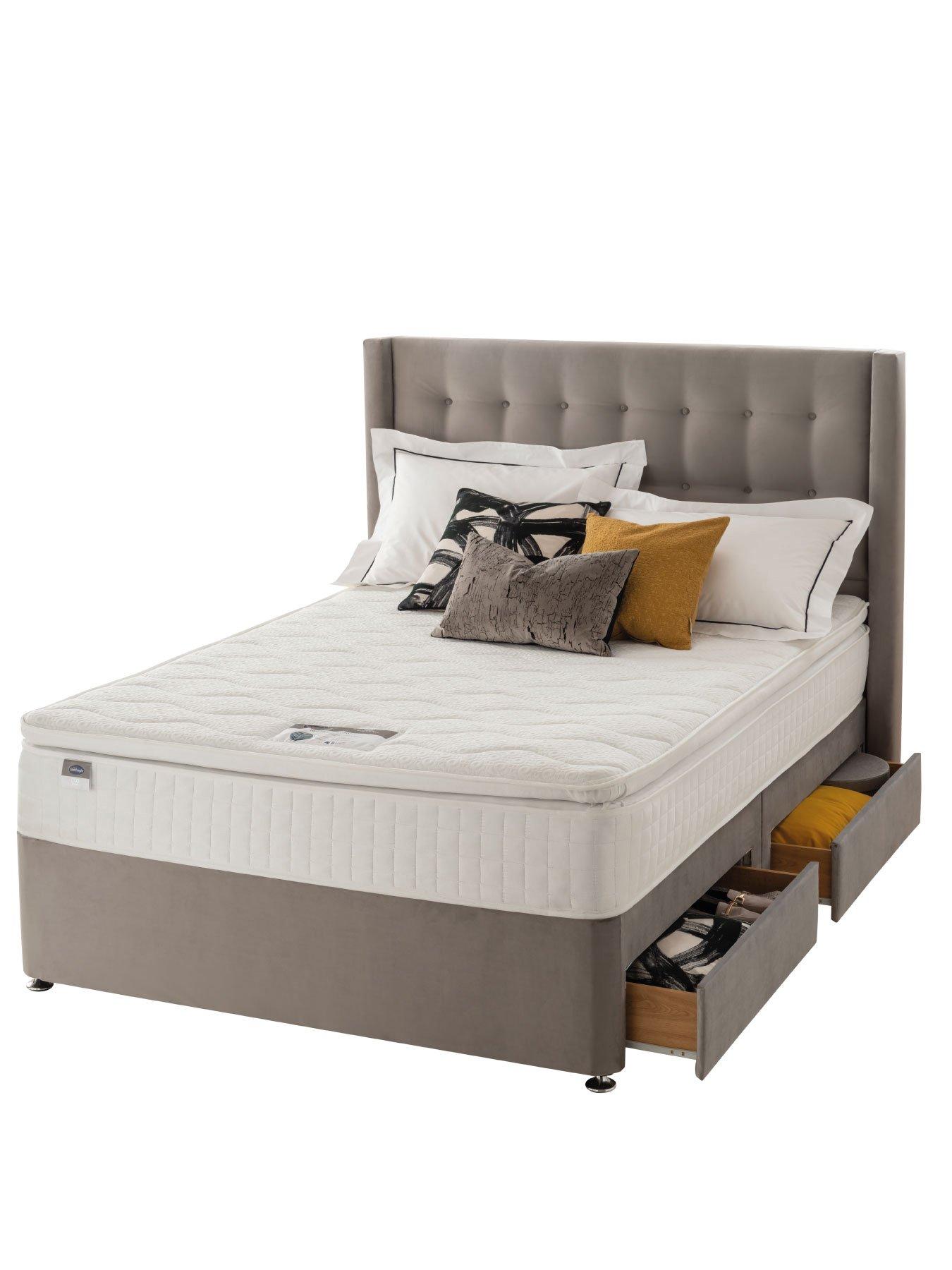 undefined 1000 Pocket Pillowtop Divan Bed with Storage Options (Headboard Included) - Velvet - Medium Firm