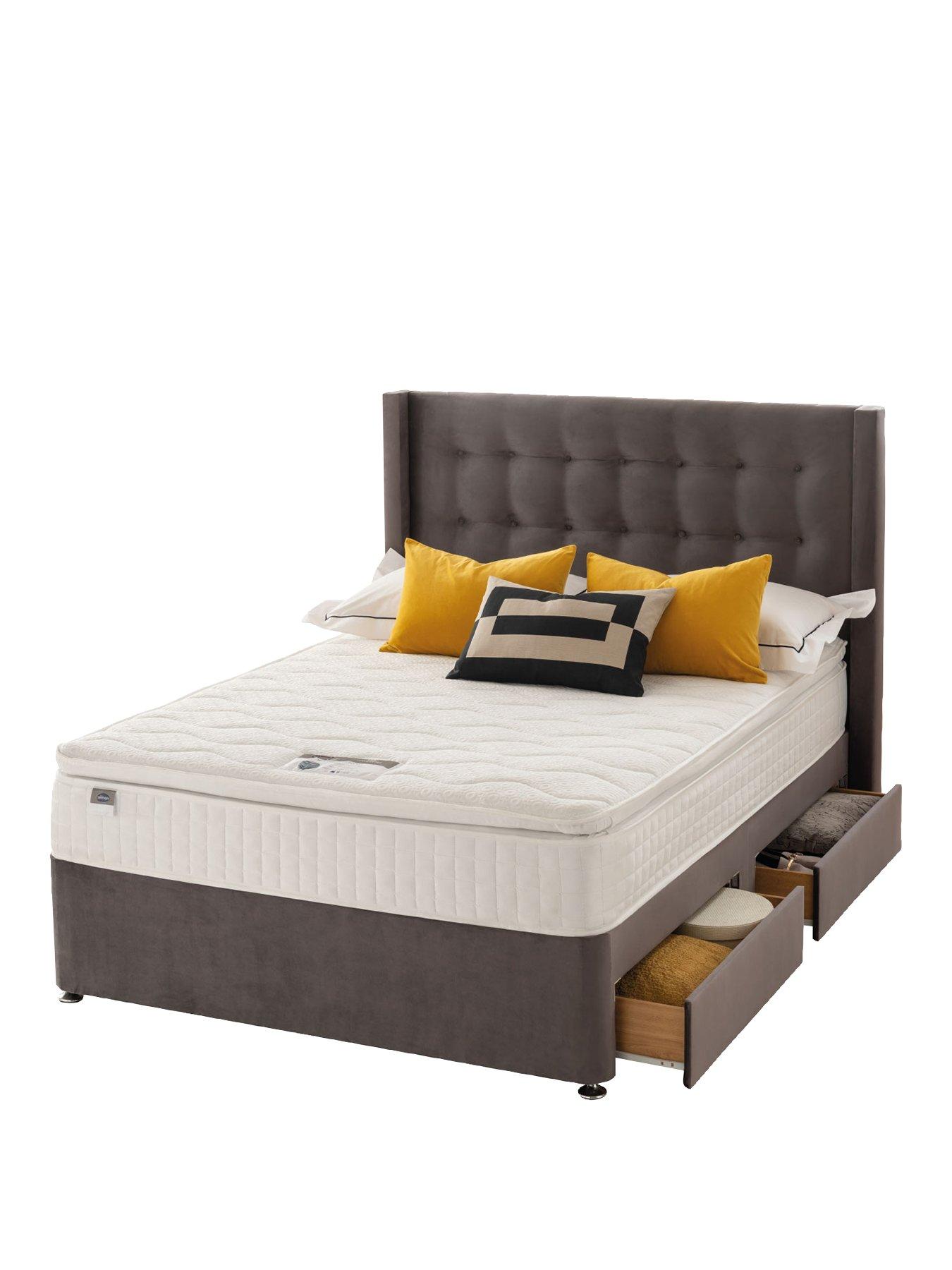  image of silentnight-1000-pocket-pillowtopnbspdivan-bed-with-storage-optionsnbspheadboard-included-velvet-medium-firm