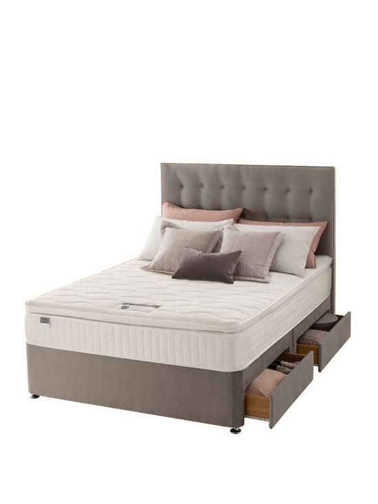 stillFront image of silentnight-mila-velvet-1000-pillowtop-divan-bed-with-headboard-andnbspstorage-options