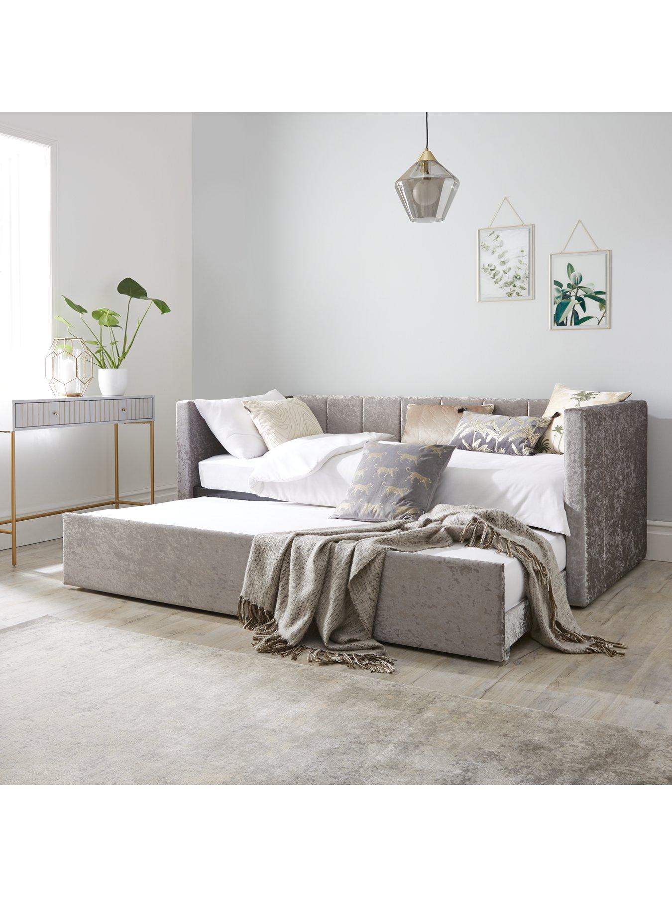 The Very Collection Connie Crushed Velvet Day Bed with Low Level Trundle and Mattress Options (Buy and SAVE!)- FSC® Certified