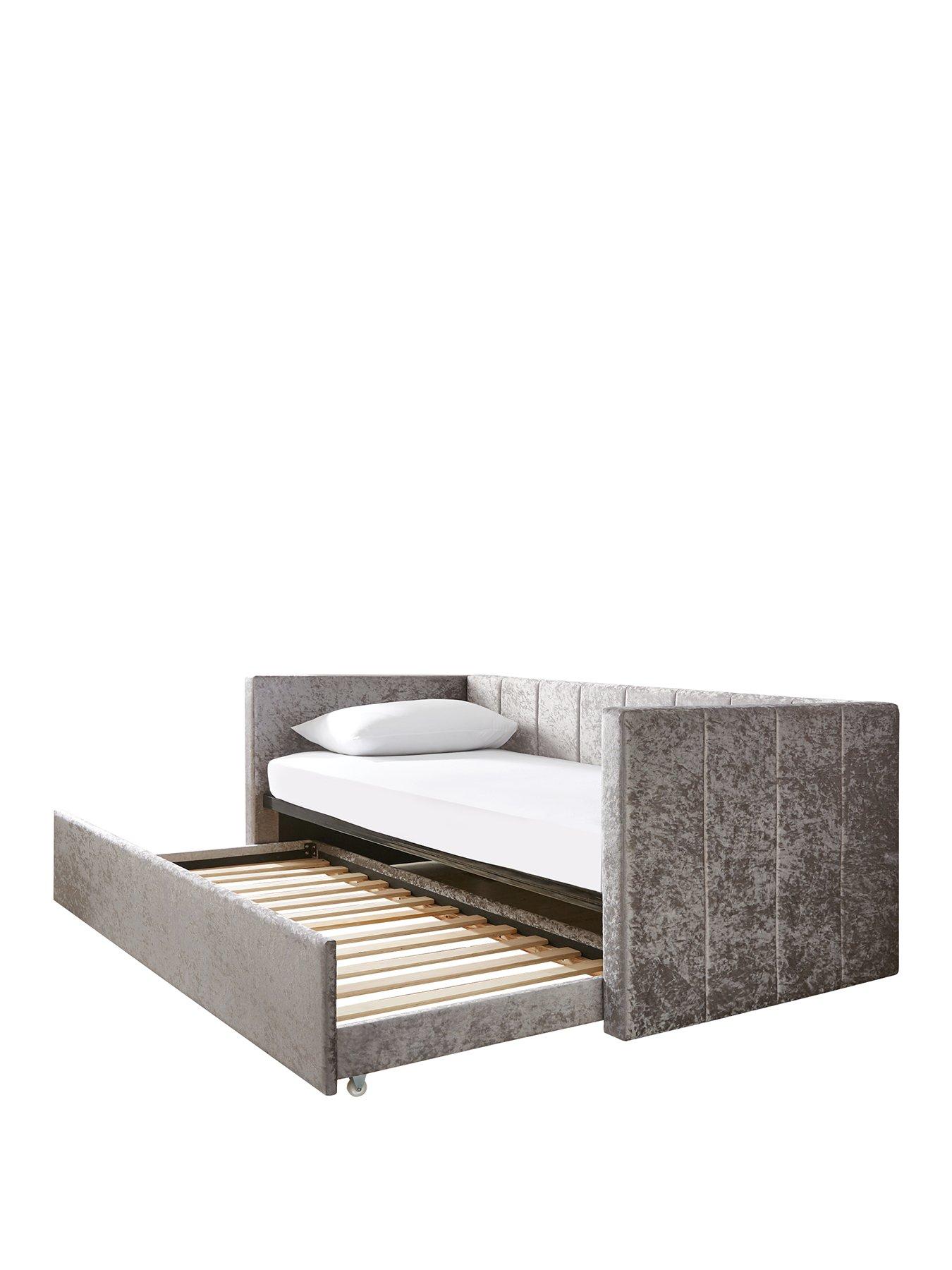 stillFront image of very-home-connie-crushed-velvet-day-bed-with-low-level-trundle-and-mattress-options-buy-and-save--fscreg-certified