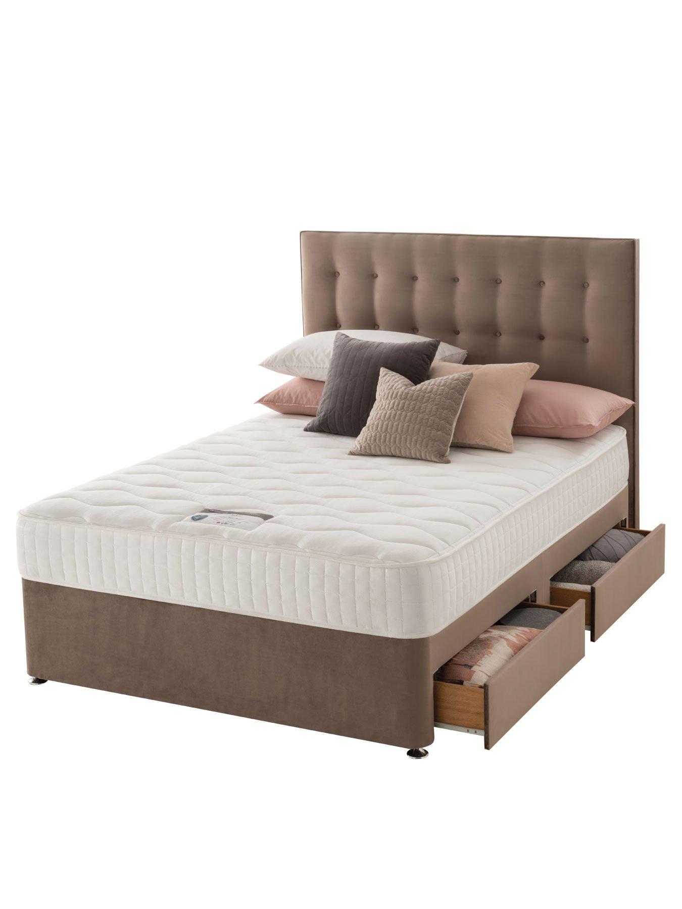 Silentnight 1000 Pocket Memory Pillowtop Divan Bed (Headboard Included) - Velvet - Medium Firm