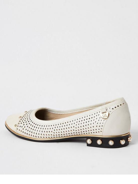 back image of river-island-perforated-studded-ballet-shoes-cream