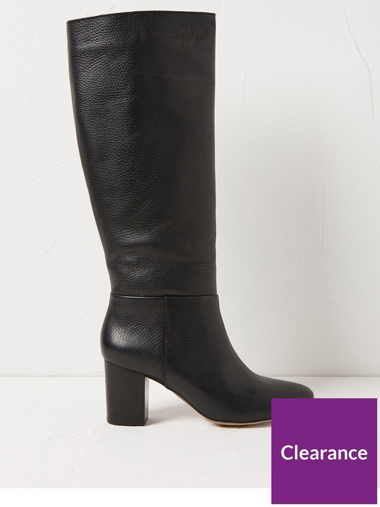 front image of fatface-pennymoore-leathernbspknee-high-boots-black
