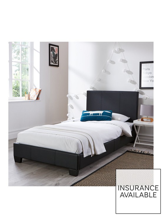 front image of everyday-ellis-faux-leather-single-bed-frame