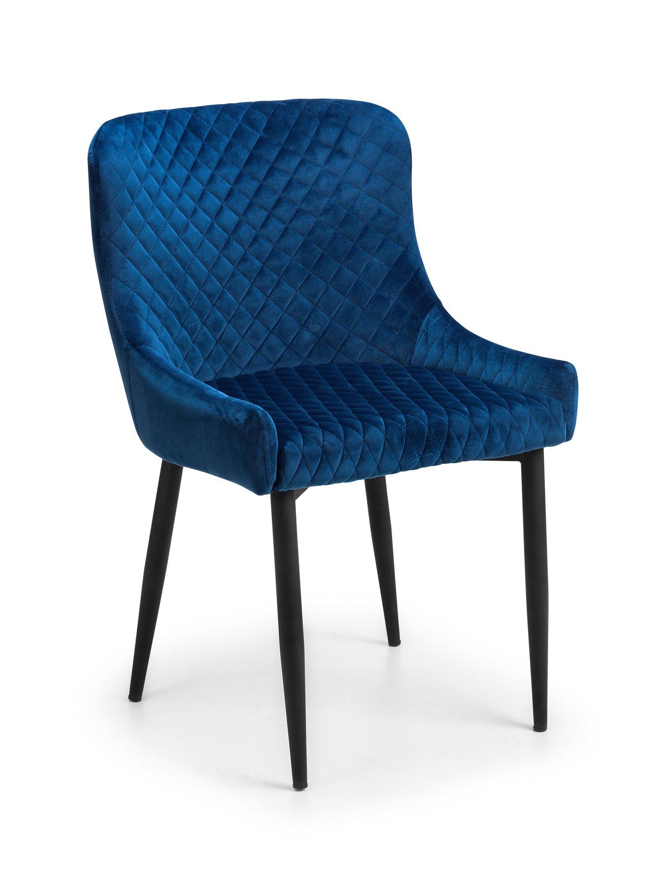 image of julian-bowen-chelsea-120nbspcm-round-dining-table-4-luxe-blue-chairs