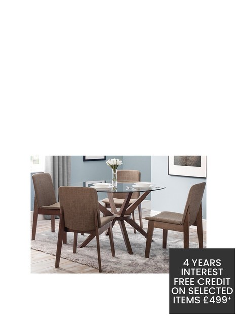 julian-bowen-setnbspof-chelsea-round-glass-table-4-kensington-fabric-chair