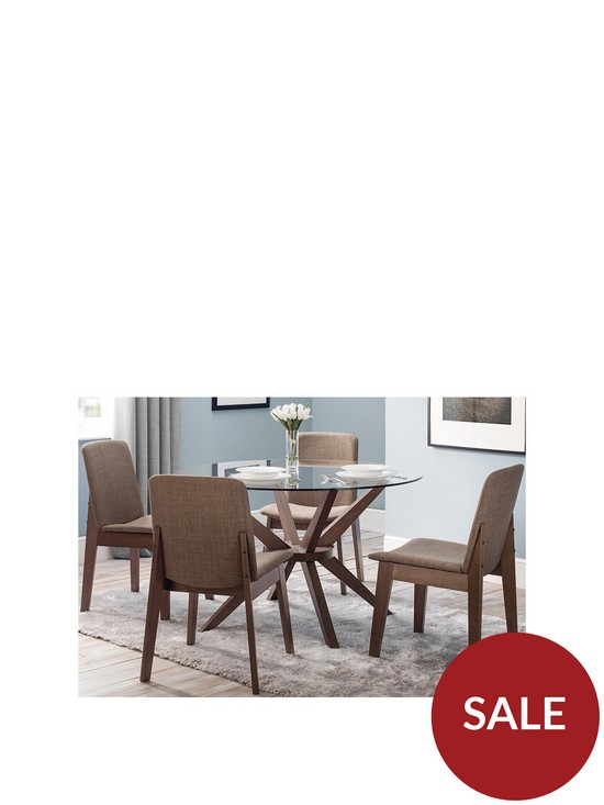front image of julian-bowen-set-of-chelsea-round-glass-table-4-kensington-fabric-chair