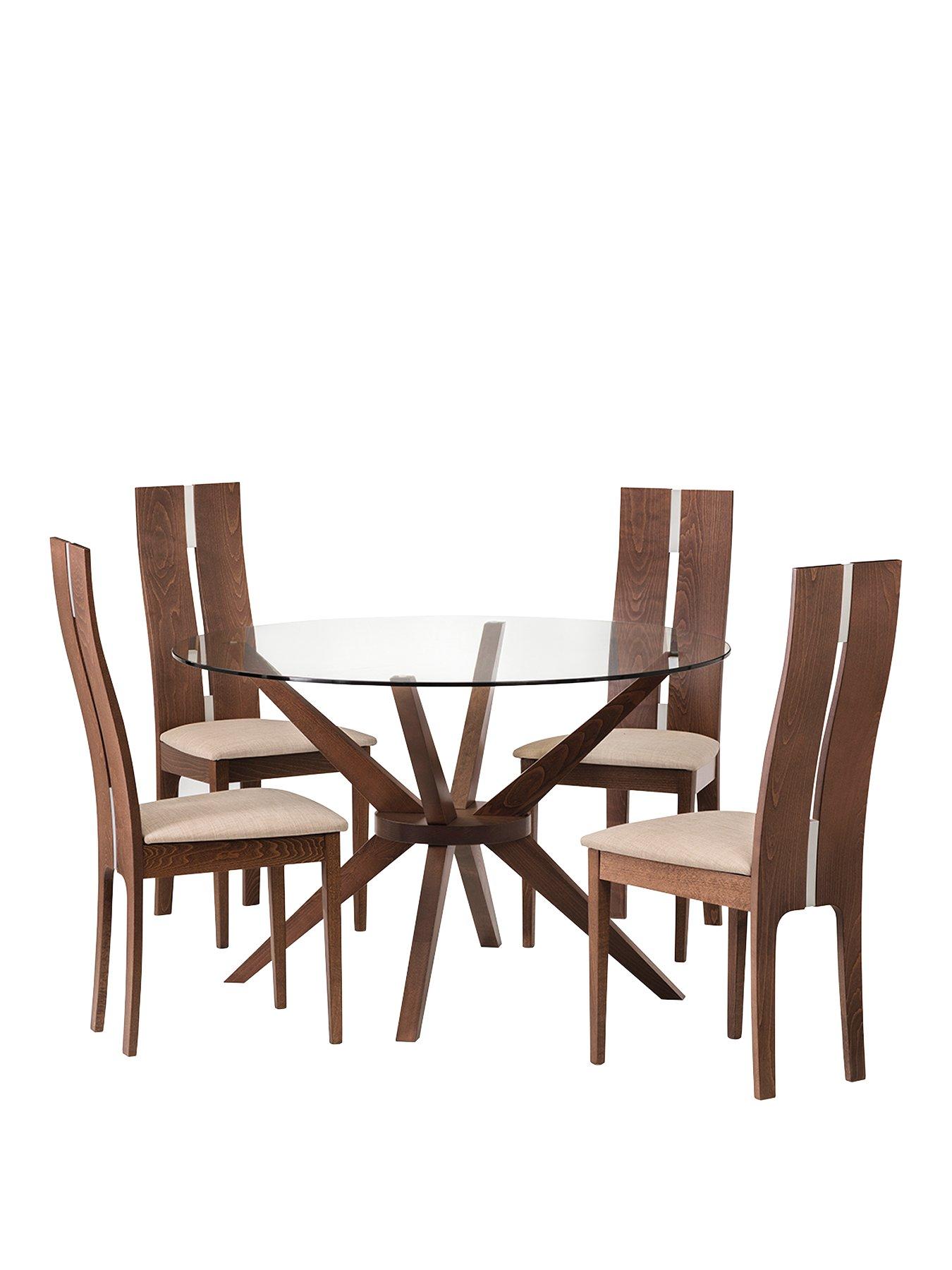 Image 2 of 4 of Julian Bowen Set Of Chelsea Glass Table & 4 Cayman Chairs