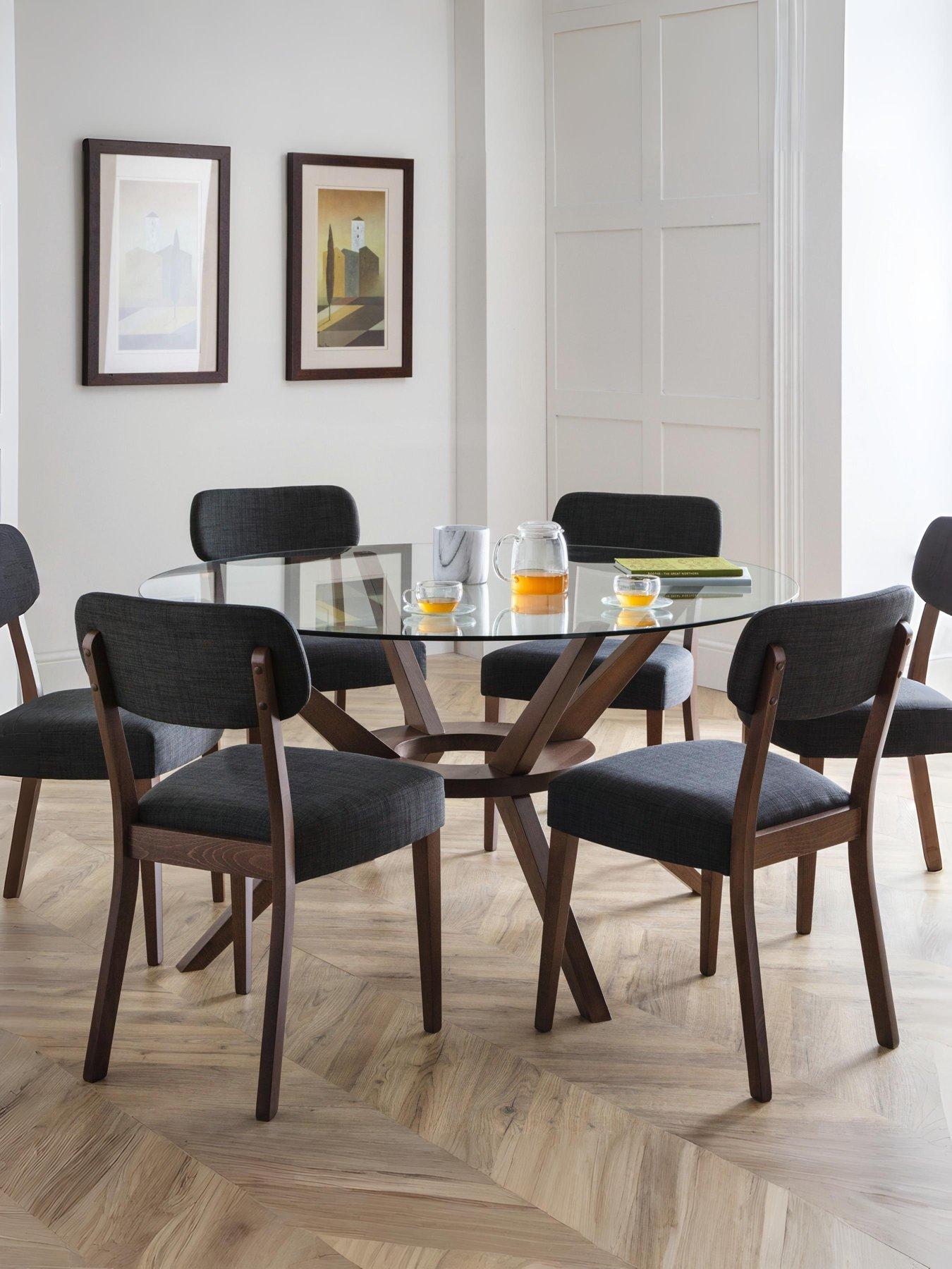 Julian Bowen Chelsea Large 140 cm Round Glass Top Dining Table