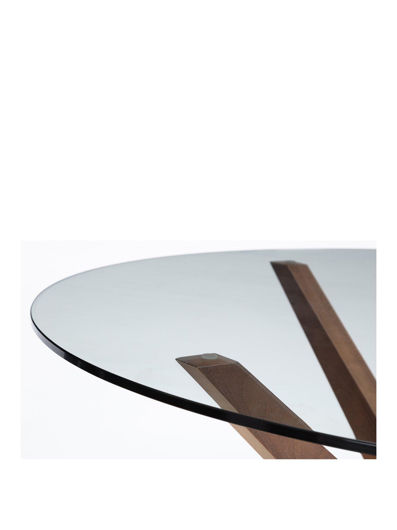  image of julian-bowen-chelsea-large-140nbspcm-round-glass-topnbspdiningnbsptable