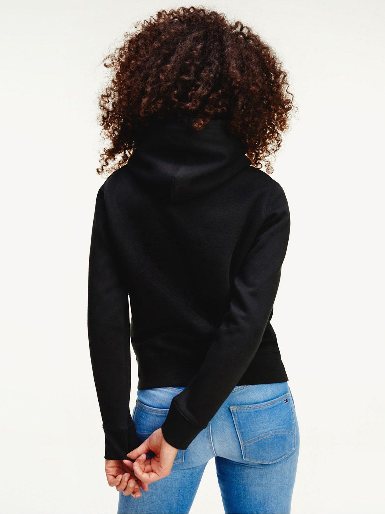 image of tommy-jeans-regular-fleece-pullover-hoodie-black