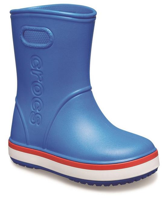 front image of crocs-boys-crocband-rainboot-cobalt