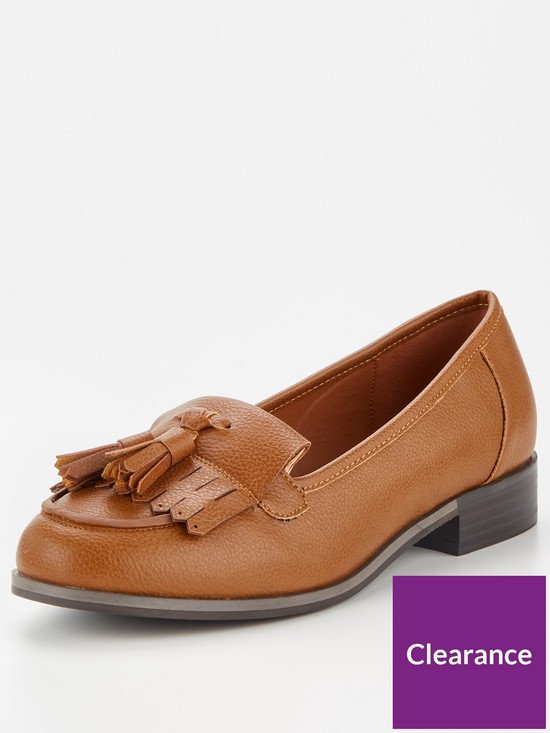 front image of v-by-very-wide-fit-tassel-loafer-tan