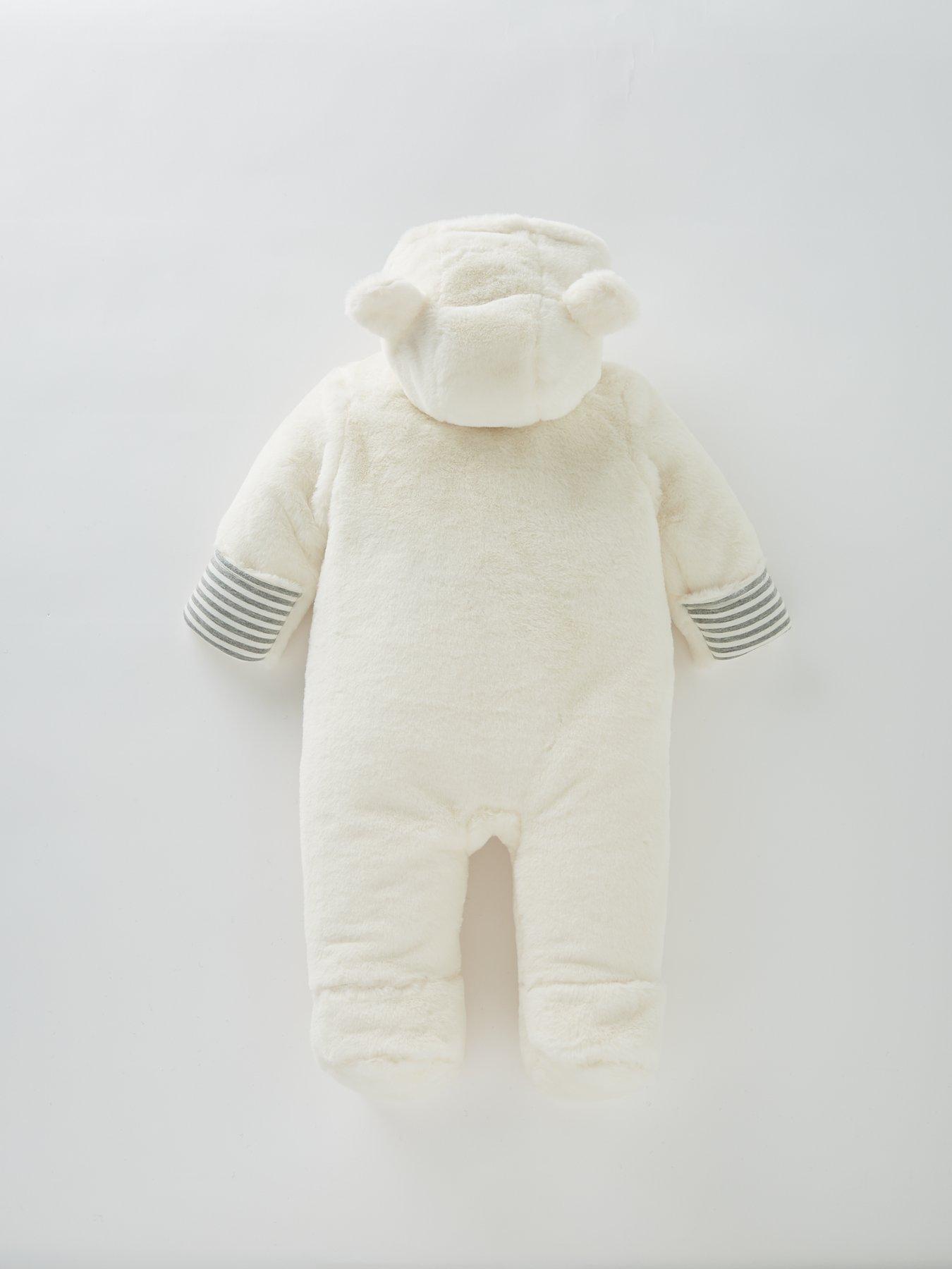 Image 2 of 3 of The Very Collection Unisex Faux Fur Hooded Zip Cuddle Suit - Ivory