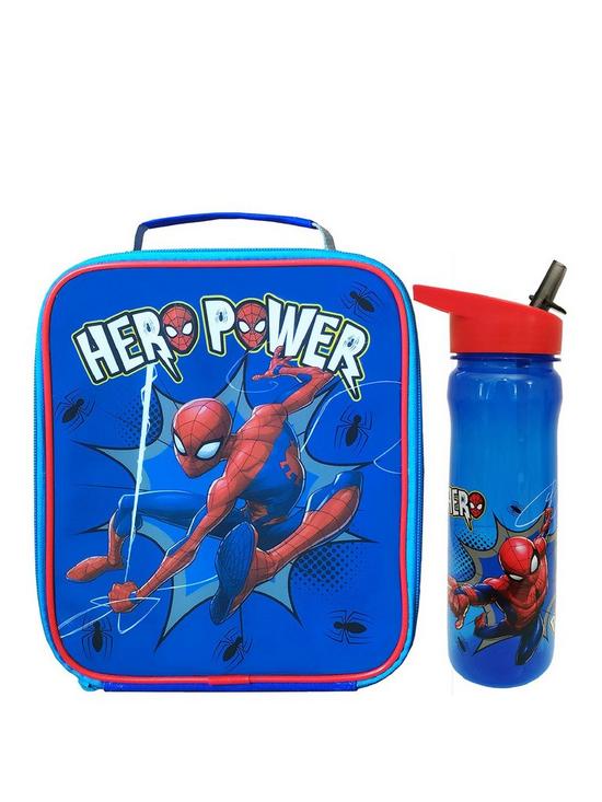 front image of spiderman-hero-power-lunch-bag-amp-bottle