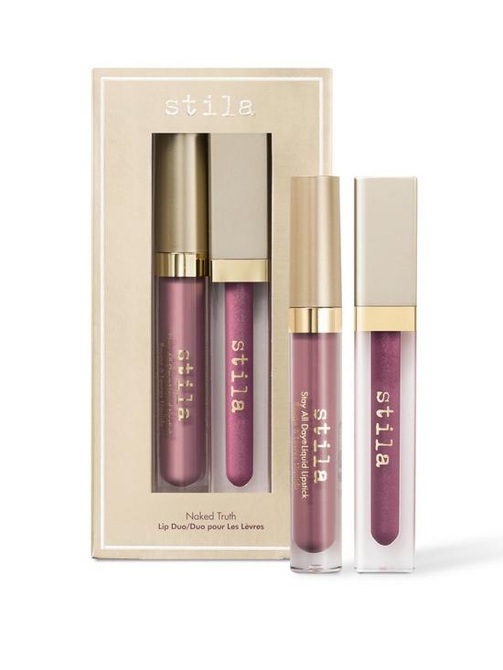 front image of stila-naked-truth-liquid-lipstick-lip-gloss-set