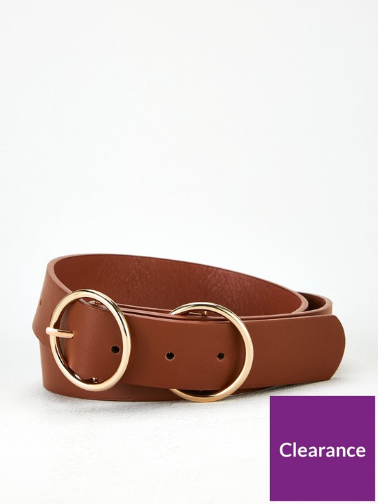 front image of v-by-very-ola-double-buckle-belt-tan