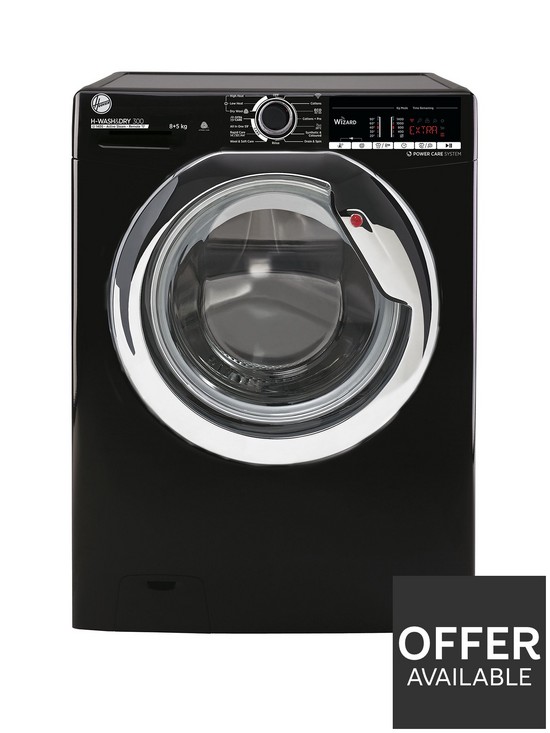front image of hoover-h-wash-amp-dry-300-h3ds4855tacbe-8kg-wash-5kg-dry-washer-dryer-with-1400-rpm-spin-black