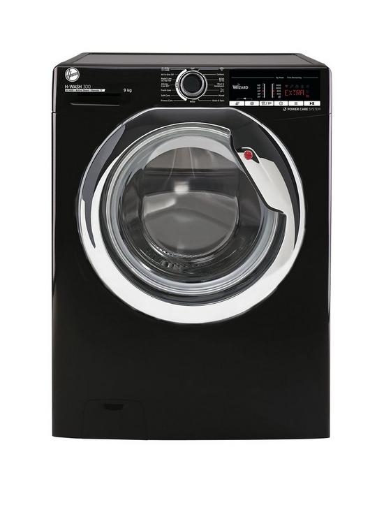 front image of hoover-h-wash-300-h3w495tacbe-80nbsp9kg-load-1400-spin-washing-machine-black