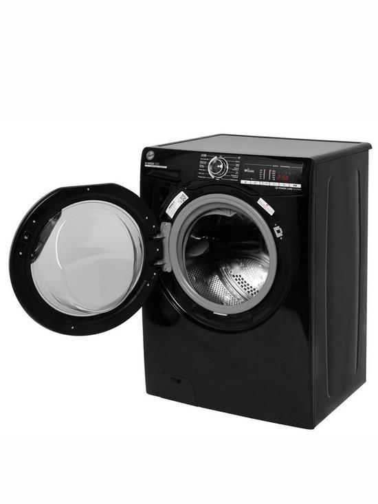 stillFront image of hoover-h-wash-300-h3w495tacbe-80nbsp9kg-load-1400-spin-washing-machine-black