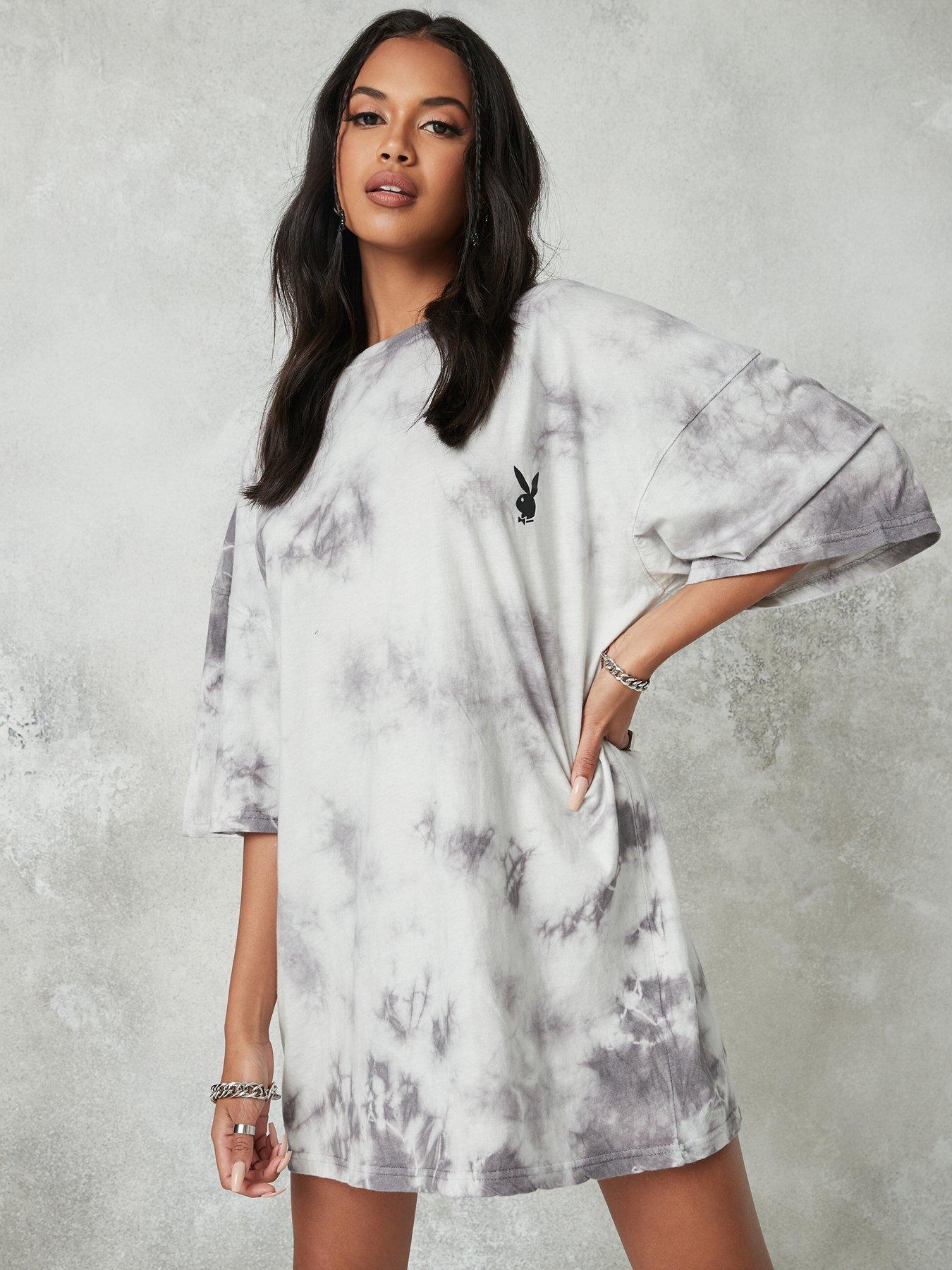 Missguided Missguided Playboy Tie Dye Oversized T-shirt Dress