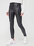  image of missguided-faux-leather-biker-detail-trouser-black