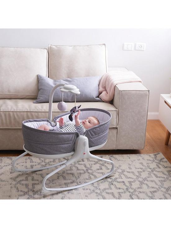 stillFront image of tiny-love-3-in-1-rocker-napper-with-electronic-musical-mobile-grey-birth-9kg