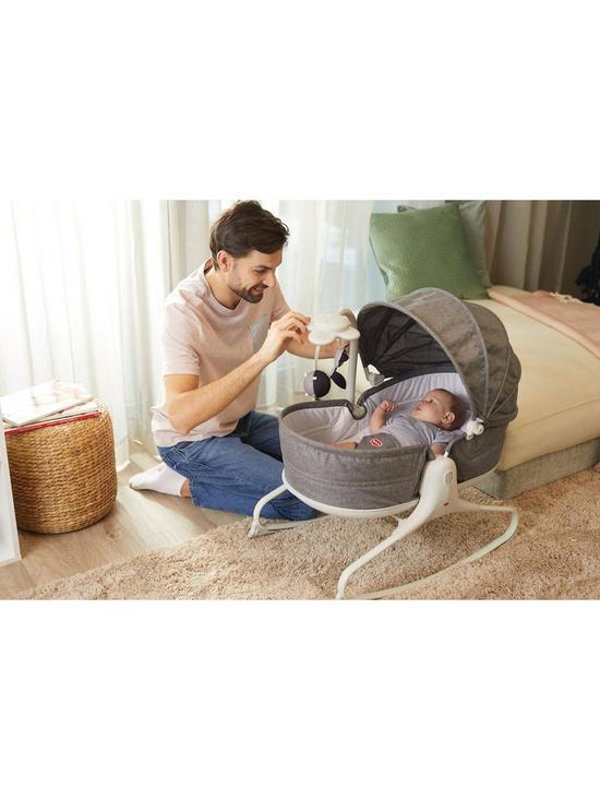 front image of tiny-love-cozy-rocker-with-electronic-musical-mobile-grey-birth-9kg