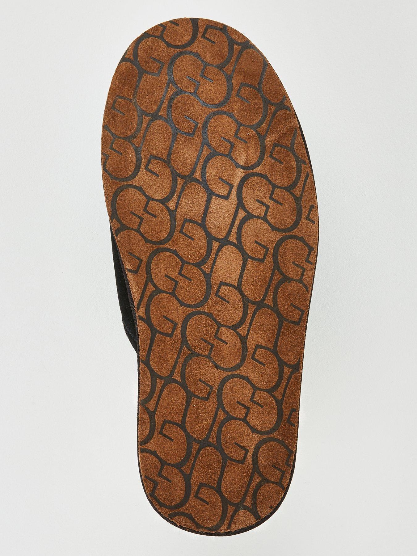 Image 5 of 6 of UGG Mens Wool Lined Slip-On Leather Scuff Slippers - Black