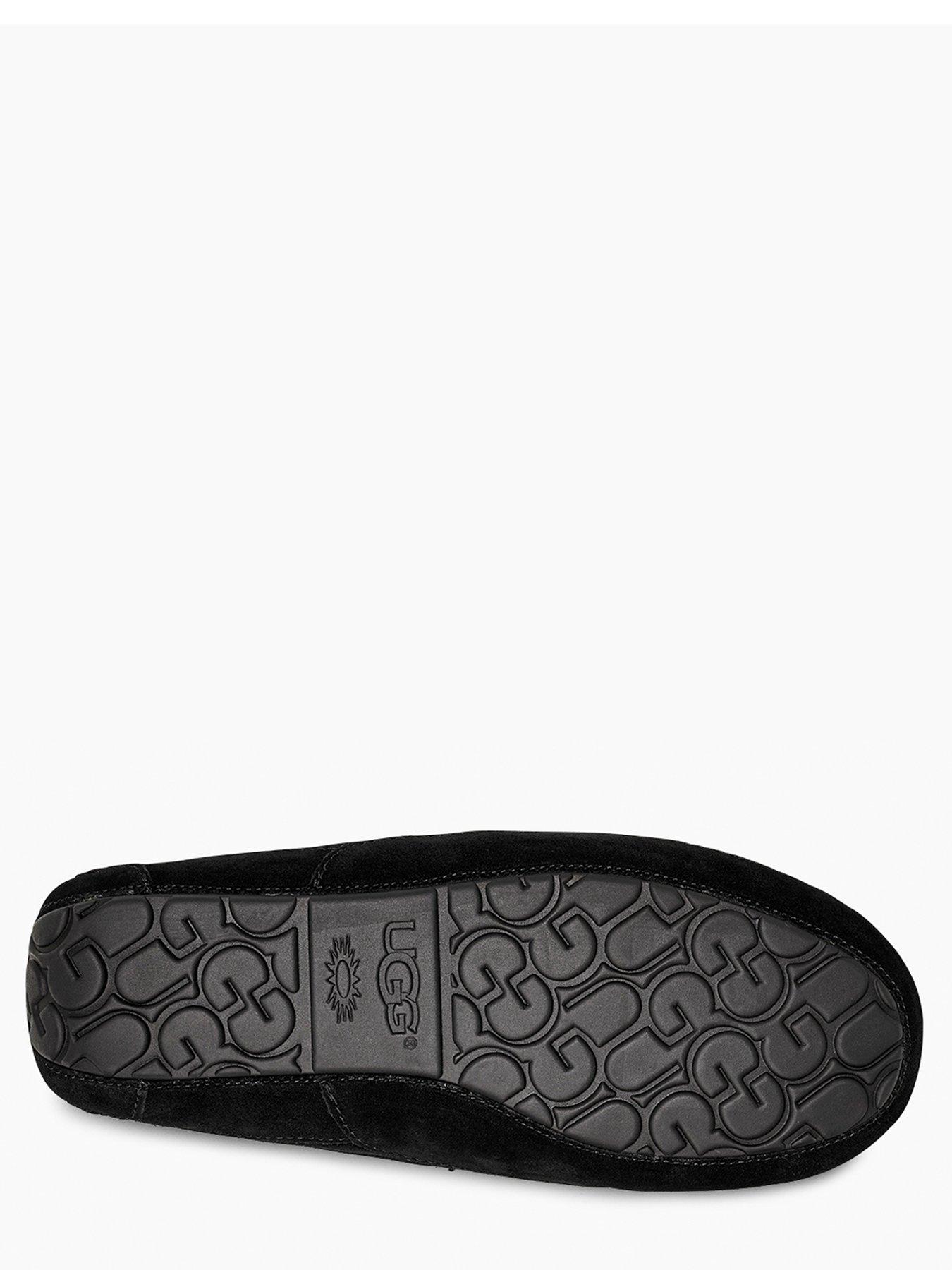 Image 4 of 5 of UGG Mens Ascot Leather Slip-On Moccasin Slippers - Black