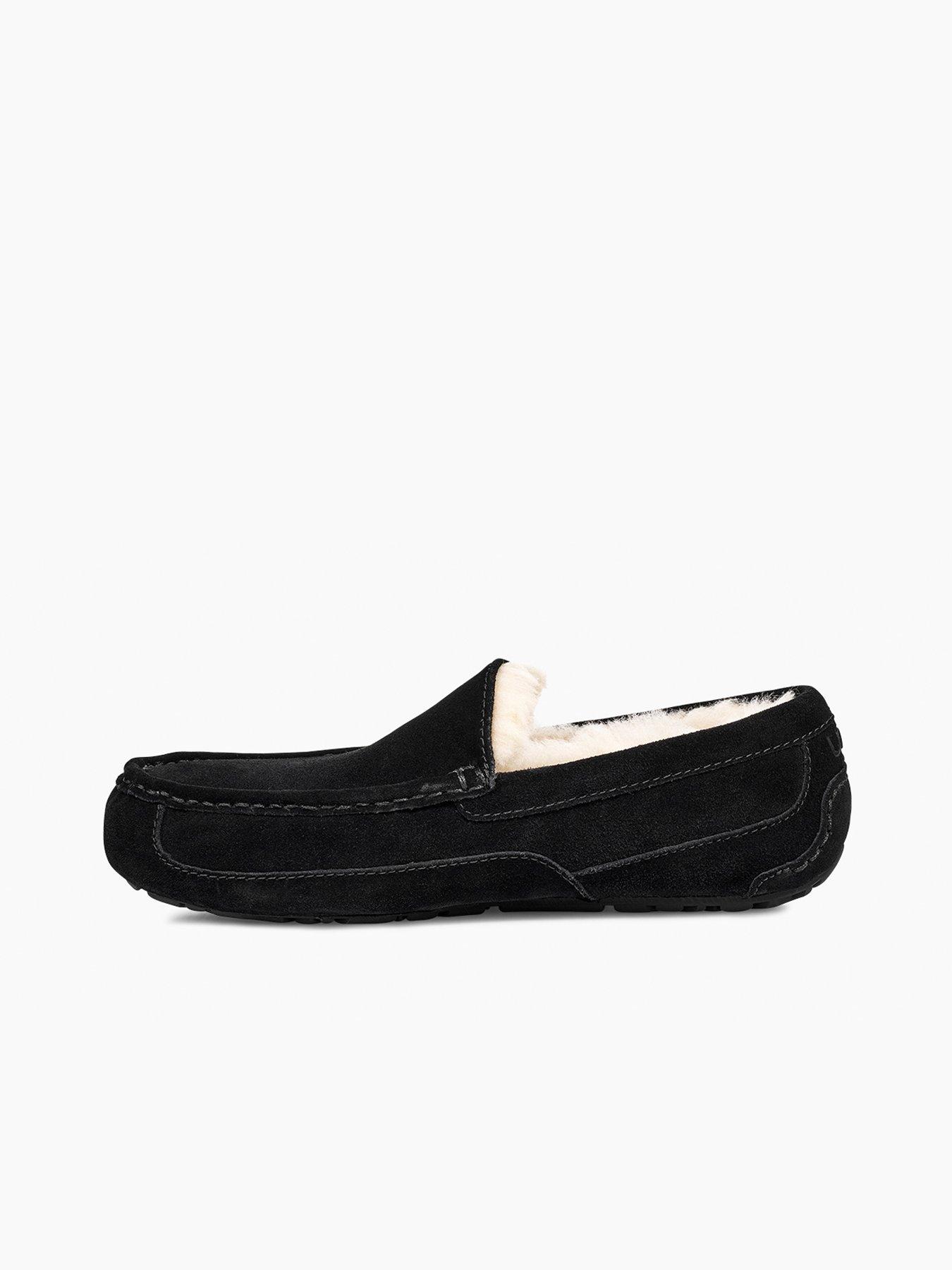 Image 5 of 5 of UGG Mens Ascot Leather Slip-On Moccasin Slippers - Black