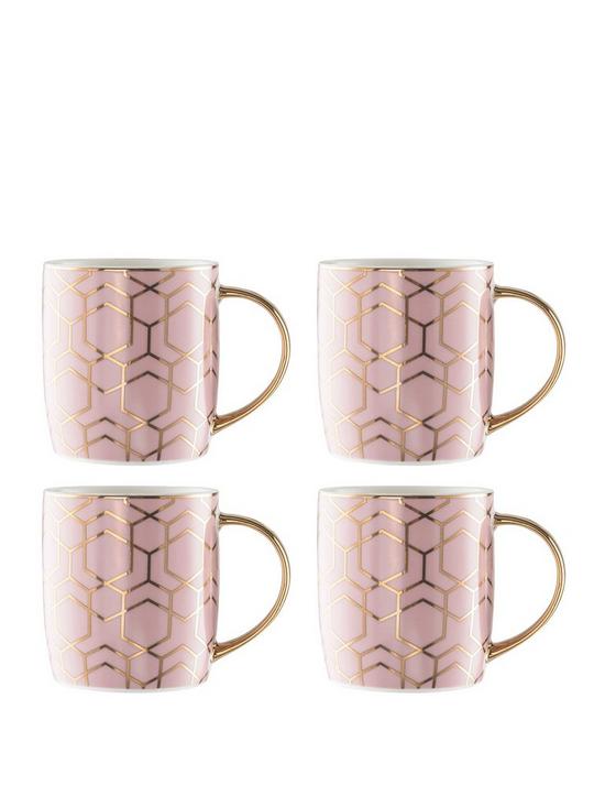 front image of waterside-4-piece-tallulah-pink-gold-mug-set