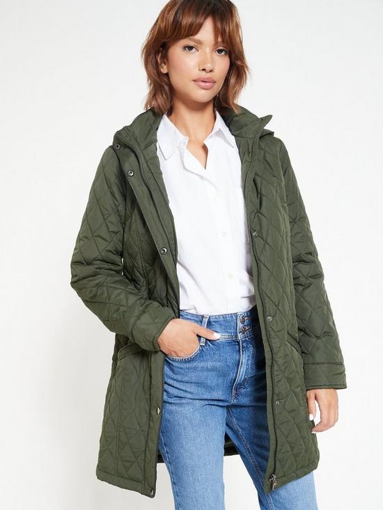 front image of everyday-quilted-water-repellent-jacket-khaki