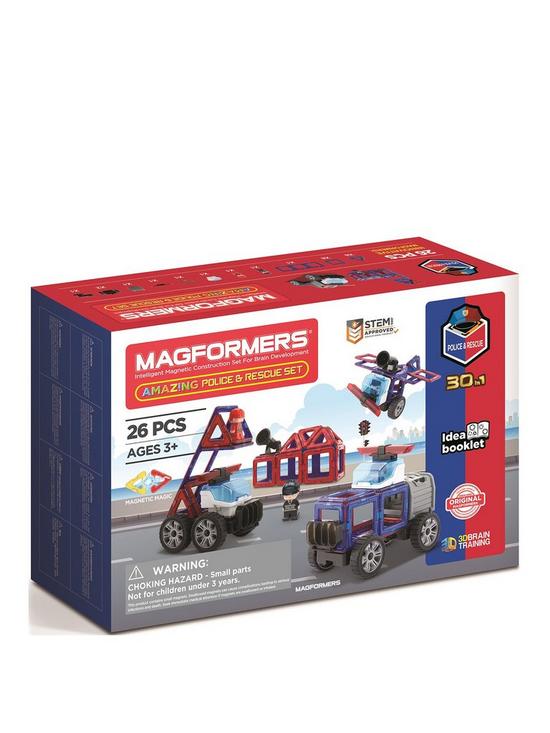 front image of magformers-amazing-police-and-rescue-set-26pc