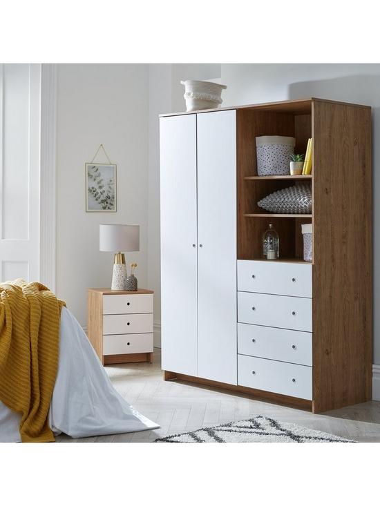 stillFront image of siena-2-piecenbsppackage-2-door-4-drawer-wardrobenbsp-3-drawer-bedside-chest--nbspoakwhite
